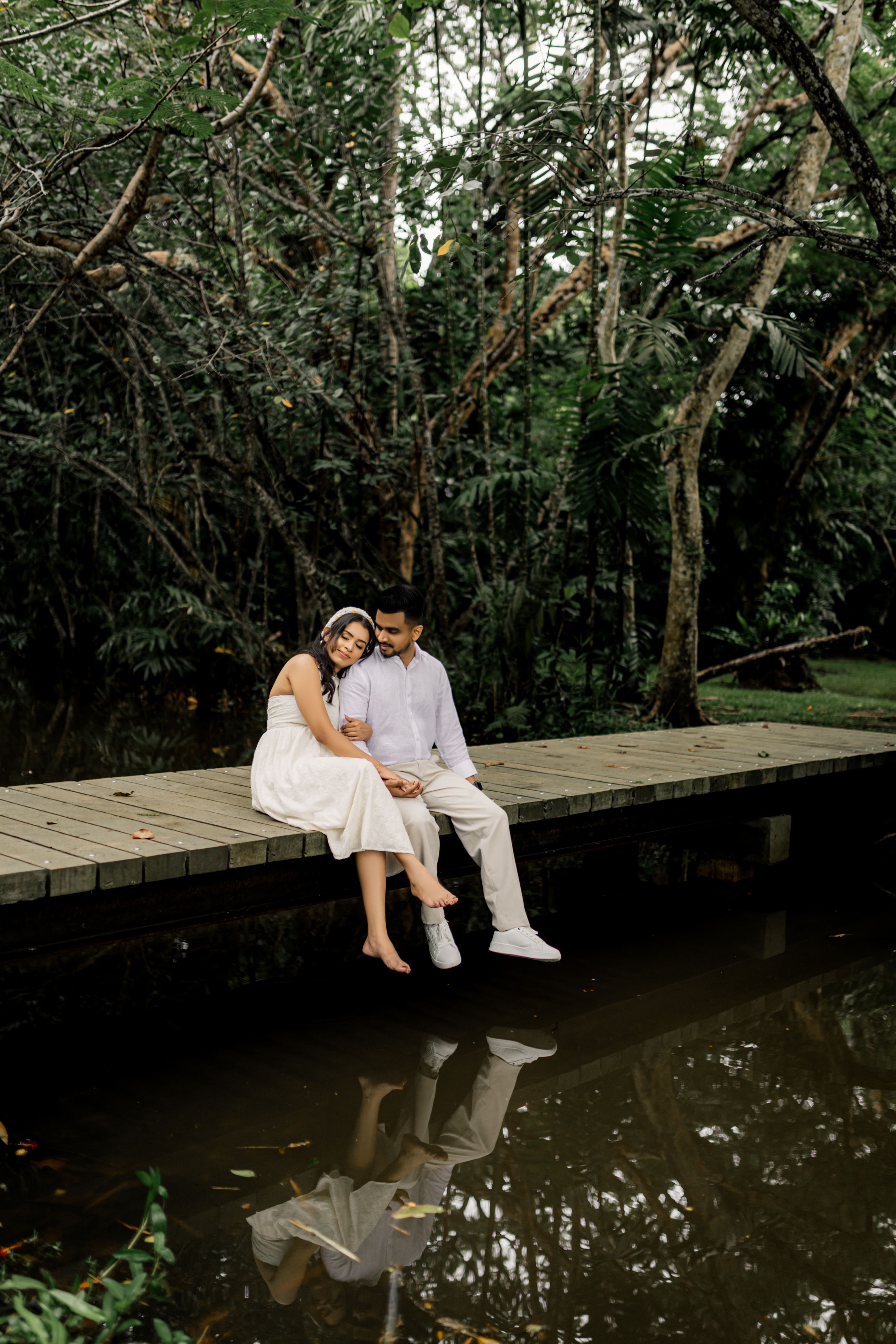 By the water